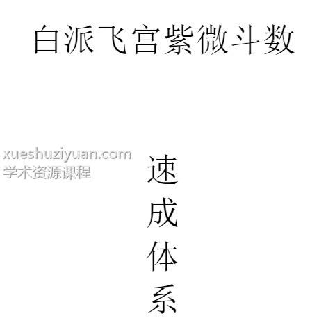 白派飞宫紫微斗数速成体系插图